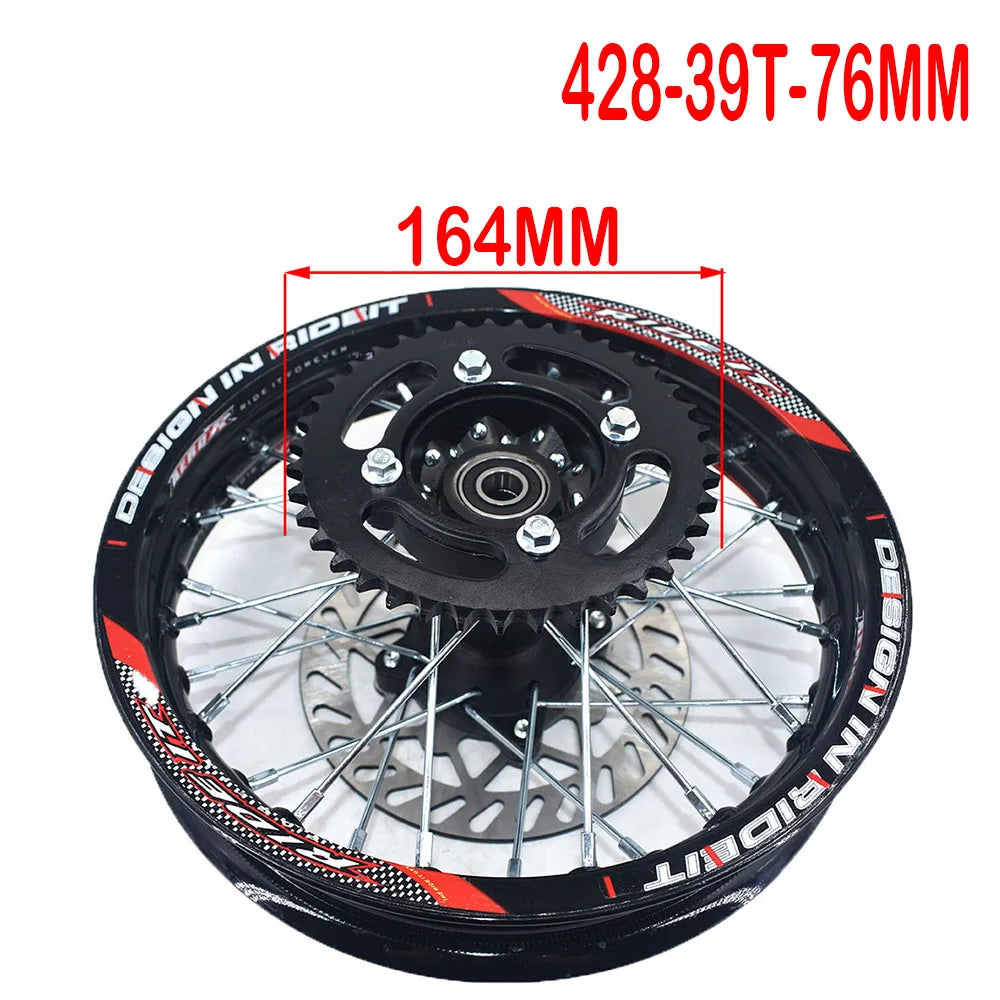 1.85x12" inch Rear Rims Aluminum Alloy Circle Wheel with Disc Brake Sprocket For KLX CRF Kayo BSE Dirt Pit Bike Motorcycle