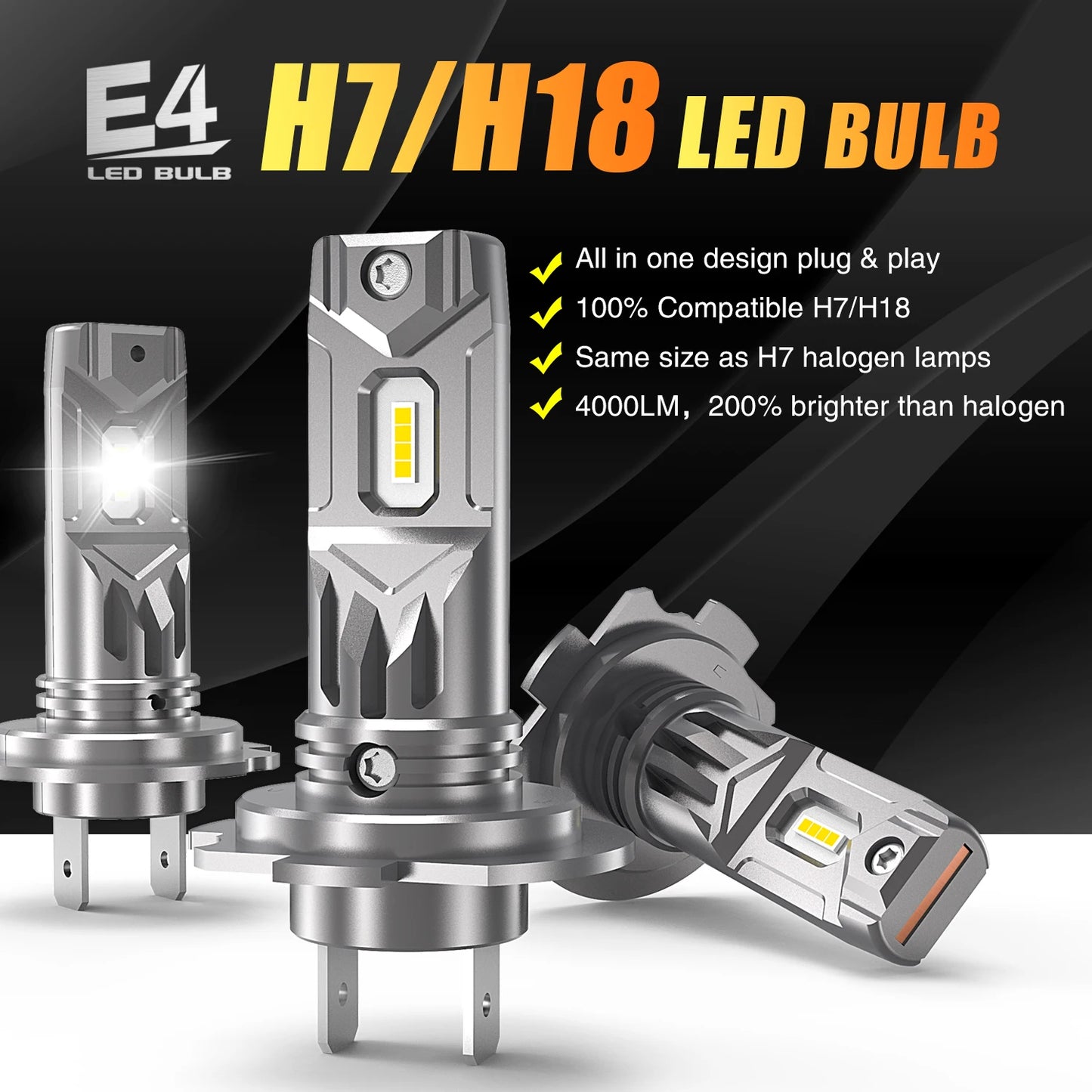 2x H7 Led Canbus No Error Headlight 360 ° H18 Car Bulbs 12v 55w Diode Lamps High Power For BMW VW Passat Golf Hyundai Audi Skoda