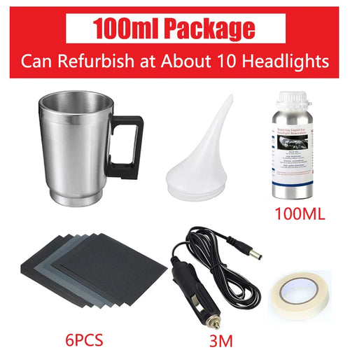 Car Headlight Polishing Kit 100ML/50ML Headlight Restoration Liquid