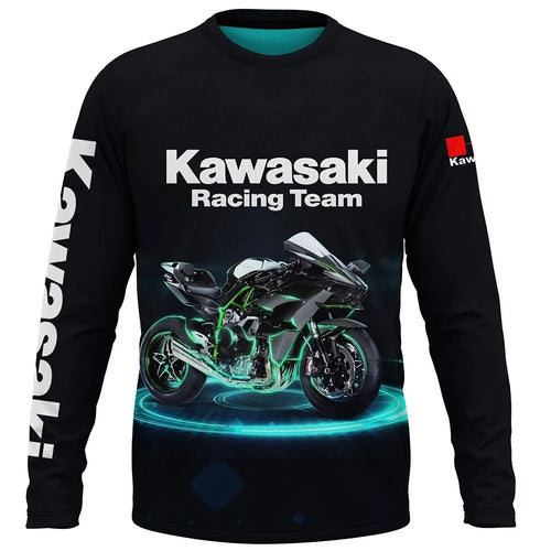 Kawasaki Motorcycle Racing Team Men T-shirt Long Sleeve Spring Autumn