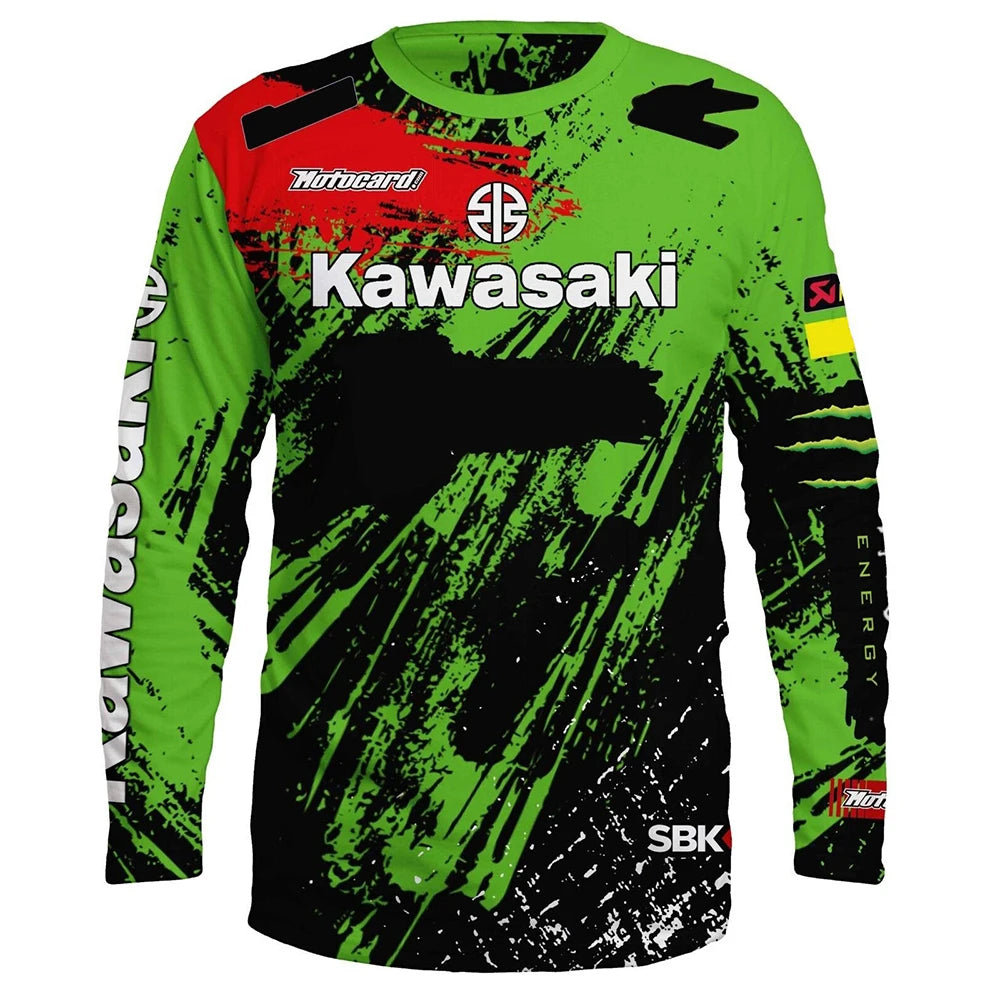 Kawasaki Motorcycle Racing Team Men T-shirt Long Sleeve Spring Autumn