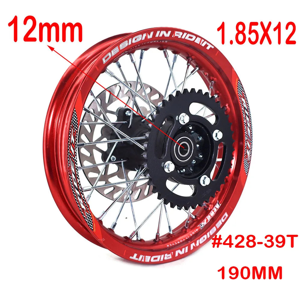 1.85x12" inch Rear Rims Aluminum Alloy Circle Wheel with Disc Brake Sprocket For KLX CRF Kayo BSE Dirt Pit Bike Motorcycle